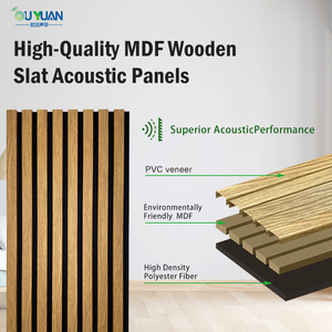 カスタム室内装飾PVCベニヤ再生可能イエローオークベニヤスラットウッド音響壁パネルMDF Akupanels - Product Image 2