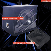 Subwoofer actif pour voiture de 12 pouces, 800 W RMS, 2+2 ohms, enceinte de 12 pouces, crête de 2000 W, basses puissantes avec amplificateur de voiture monobloc