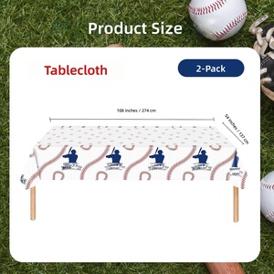 2 Confezioni di Tovaglie Rettangolari Monouso in Plastica a Tema Baseball 54x108 Pollici per Feste di <span class=keywords><strong>Compleanno</strong></span> e Baseball, Uso Interno HAPPY - Product Image 2