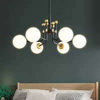 Lampe suspendue moderne de luxe minimaliste noir et or E14, luminaire décoratif pour salon et chambre à coucher