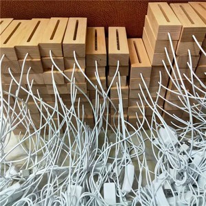 Acrylic 3D LED Night <strong>Light</strong> Stand Solid Wood Round Base Led <strong>Table</strong> Lamp Bedside Led Night Decorative <strong>Light</strong> - Product Image 2