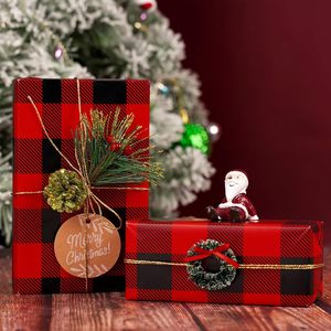 Christmas <b>Wrapping</b> <b>Paper</b> Red Black Buffalo Plaid Reversible 17x32.8 Feet Gift Craft <b>Paper</b> - Product Image 6