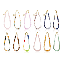 Cadena para Teléfono de Piedra Natural, Correa para Teléfono Móvil, Pulsera Antipérdida, Llavero, Cordón con Cuentas de Cristal para Mujer, Accesorio