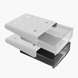 Under Table Office Stationery Organizer Hidden Plastic Tray Storage Drawer Box