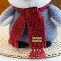 Peluche de Noël personnalisée avec logo, pingouin en coton PP, bonnet et écharpe tricotés, animal en peluche doux, unisexe, vente directe d'usine