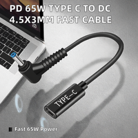 Câble de données USB-C vers DC 4,5x3,0mm mâle-mâle PD 65W, 1,5m, rotatif à 180°, gaine en nylon, pour téléphone portable, scanner, écologique