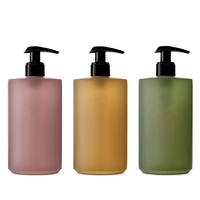 Bouteille de shampooing en plastique PET cylindrique de 300 ml et 400 ml, finition mate colorée, pour savon liquide, shampooing, après-shampoing, emballage de bouteille