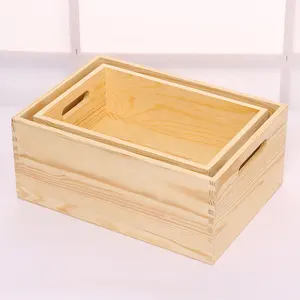 Cut clutter hand polished design wooden crates New Design High Quality Decorative Unfinished Wooden Box