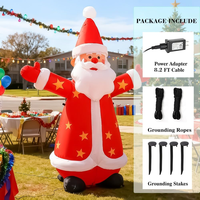 Père Noël gonflable de 8 pieds avec motif étoile et lumière LED, décoration de Noël gonflable pour la cour, le marché de Noël en plein air, la maison et le jardin