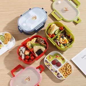 2 <b>Compartment</b> BPA Free <b>Lunch</b> <b>Box</b> with Carry Handle, Leakproof Microwave Safe Bento <b>Box</b> for Kids Adults School Meal Prep - Product Image 2