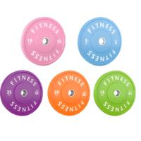 Plaques de pare-chocs calibrées pour la salle de sport en caoutchouc naturel multicolore personnalisé Plaque de poids de couleur pour haltères Fitness professionnel