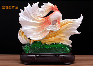 <span class=keywords><strong>Statue</strong></span> de <span class=keywords><strong>poisson</strong></span> fengshui coloré, décoration pour la maison, nouvelle collection - Product Image 5