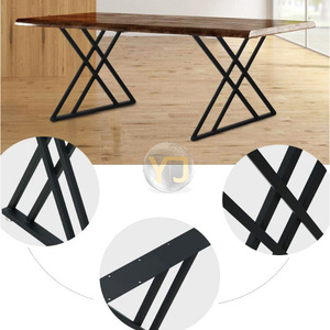 YIJUN Double Cross Table Legs Metal <b>Frame</b> <b>Black</b> Heavy Duty Modern Minimalist Furniture Legs for Coffee Table Office Desk - Product Image 1