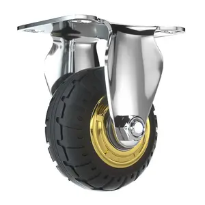 Roue de roulette de verrouillage industrielle robuste et silencieuse durable de 4 5 6 8 pouces Roue de roulette fixe pivotante en caoutchouc avec frein