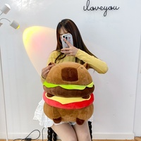 Peluche Capibara unisexe en forme de hamburger, oreiller pour poupée Capybara, douce brodée, pour enfant