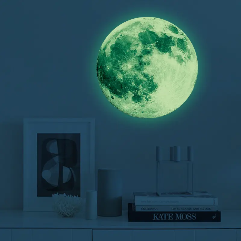 Night Glow Moon Wall Stickers Fluorescence Decal for Kids Bedroom