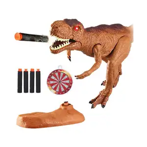 恐龙星球恐龙泡沫飞镖枪 T-雷克斯玩具-现实霸王龙雷克斯模型的孩子射击咆哮声音和灯光