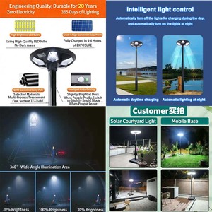 Güneş Enerjili Entegre LED IP65 UFO Şeklinde Yuvarlak Gökyüzü Gözü Bahçe Sokak Lambası - Product Image 3
