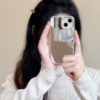 Nouvelle coque de téléphone miroir 3 en 1, coque de téléphone portable en PC, coque miroir électro-plaquée avec de grands trous pour iPhone 14, coque arrière