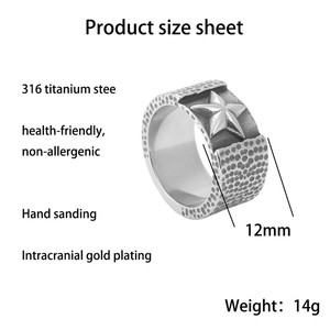 Anillo de Estrella de Acero Inoxidable para Hombre, Estilo Punk Retro Plateado, Diseño Geométrico, Joyería para Fiesta 213003 - Product Image 2