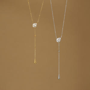 เครื่องประดับแฟชั่นสไตล์หรูหรา ประดับพลอยรูปหยดน้ำ ชุบทอง 18k PVD บนสแตนเลสสตีล ป้องกันการแพ้ กันน้ำ สร้อยคอแบบห้อยระย้า - Product Image 1