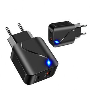 อะแดปเตอร์ชาร์จเร็ว 20W แบบ Dual USB พร้อม PD และ QC3.0 สำหรับ iPhone 14/15/16  อะแดปเตอร์สำหรับเดินทางในสหรัฐอเมริกา/ยุโรป - Product Image 1