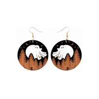 Venta caliente SERIE DE Halloween media luna esqueleto gato negro cuentas acrílicas pendientes colgantes para mujeres niñas joyería Decoración