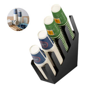 Distributeur vertical <span class=keywords><strong>de</strong></span> tasses et <span class=keywords><strong>de</strong></span> couvercles en papier, 4 compartiments, organisateur <span class=keywords><strong>de</strong></span> condiments <span class=keywords><strong>de</strong></span> café en acrylique, étagère <span class=keywords><strong>de</strong></span> rangement pour magasin <span class=keywords><strong>de</strong></span> thé, vente en gros - Product Image 3