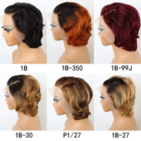 Perruques courtes en dentelle transparente entièrement frontales très bon marché, perruque de cheveux humains bouclés coupe pixie pour les femmes noires