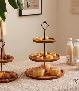Espositore per Torte e Biscotti a 3 Livelli in Legno di Acacia, Vassoio a Tre Piani per Matrimoni, Compleanni e Dessert - Product Image 4