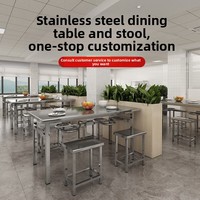 Tables et chaises de restaurant modernes et minimalistes sur mesure avec plateau en fibre de verre et structure en acier inoxydable - Ensembles pour usage commercial