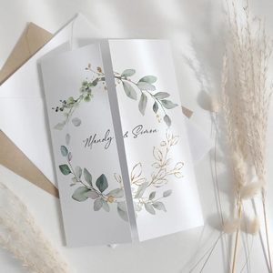 Invitaciones de Boda Personalizadas de Tres Pliegues |   Diseño Gratuito y Arte Personalizado |   Tarjetas de menú e itinerario para fiestas/cumpleaños/aniversarios - Product Image 3