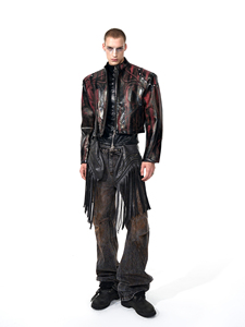 Veste en cuir à support <span class=keywords><strong>court</strong></span> <span class=keywords><strong>noir</strong></span> pour <span class=keywords><strong>homme</strong></span>-Automne Nouvelle arrivée <span class=keywords><strong>Manteau</strong></span> de motard à épaules rembourrées - Product Image 3