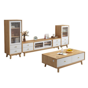 Nordic Solid Wood Tv Cabinet And Coffee Table Set <b>Storage</b> Living Room Furniture - Product Image 4