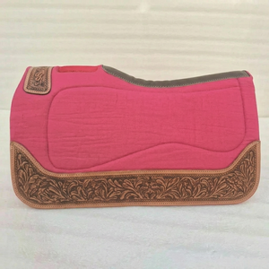 Handtooled Western Customized Color Teal <b>Felt</b> Saddle Pad with Carved Wear Edge Fabric Lining All Sizes Customized Size - Product Image 1