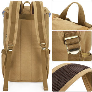 Sac à <span class=keywords><strong>dos</strong></span> vintage en toile haute capacité, randonnée, voyage, sac à <span class=keywords><strong>dos</strong></span> pour ordinateur portable 15,6 pouces, pour hommes et femmes, sac à <span class=keywords><strong>dos</strong></span> décontracté, sac à <span class=keywords><strong>dos</strong></span> - Product Image 4