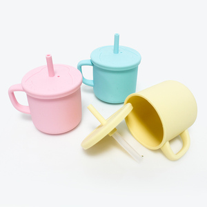 מזון כיתה סיליקון קש פעוט כוס עם קש תינוק כוס מזין אימון כוס - Product Image 4