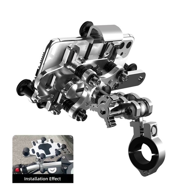 2026 Upgraded Shock Absorbing Phone Holder Mount Motorcycle Bicycle Alloy Rotary Adjustment Navigation Bracket Universal Fit
