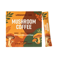 Poudre de café instantané aux champignons Lifeworth, OEM ODM, marque privée, vente en gros, mélange de café fonctionnel