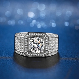공장 가격 <span class=keywords><strong>1CT</strong></span> mens moissanite 반지 블루 블랙 컬러 힙합 moissanite 원석 925 스털링 실버 여성 고급 보석 선물 - Product Image 3