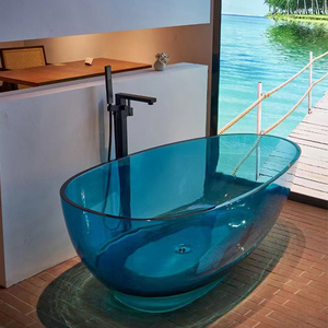 Baignoire autoportante moderne en résine, forme carrée, capacité de 60 gallons, transparente, pliable, portable, thérapie chauffante, écologique - Product Image 2