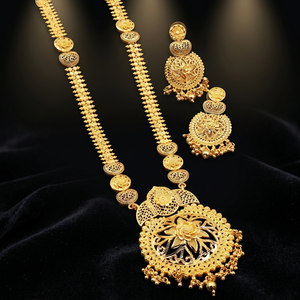 Wholesale 14K 18K 24K Micro Gold Filled Forming <b>Long</b> <b>Necklaces</b>, Fashion Jewelry Set, Brass Gold Plated Floral Design Jewelry Set - Product Image 4