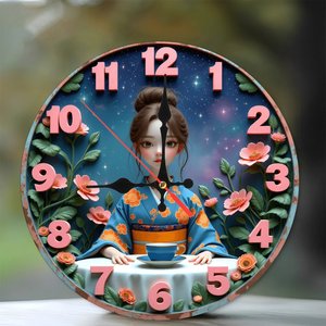 <b>Round</b> Wooden Wall Clock 25Cm Silent Movement Home Living Room Decor - Product Image 1