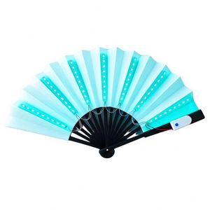Personalized Eco-Friendly Retro LED Light-Up Bamboo Handheld <b>Folding</b> Fans for Party Wedding Bar Club - Product Image 3