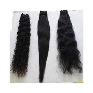 Extensions de cheveux naturels indiens Remy 1B Double trame en noir/brun Styles droits et bouclés-Directement du fournisseur - Product Image 1