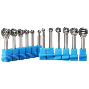 D Type Tungsten Carbide Rotary Drilling Burrs Files Ball Shape Carbide Tips Burs