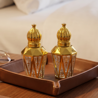 Flacon de parfum de 12 ml, bouteille conique à épaules dorées facettées, avec applicateur à bille et vaporisateur, rechargeable, pour échantillon de voyage ou cadeau