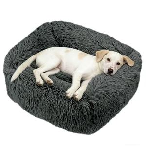 卸売フェイクファー モダン無地ふわふわ快適高級長方形猫犬用ソファベッド 頑丈特大カスタム快適 - Product Image 2