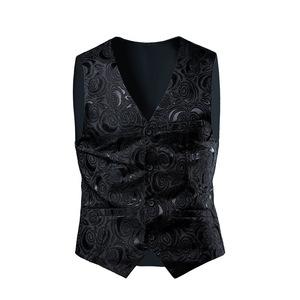 <span class=keywords><strong>Gilet</strong></span> de mariage pour <span class=keywords><strong>homme</strong></span> en jacquard floral respirant décontracté personnalisé de dernière génération OEM - Product Image 4