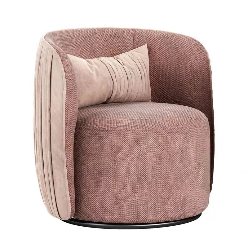 كرسي أريكة عصري لغرفة المعيشة مفرد وردي اللون كرسي أريكة دوار من القماش المنجد